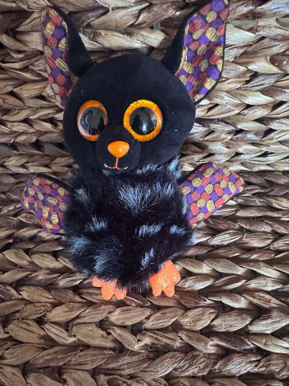 Ty Beanie Boos Radar The Black Bat Plush With Orange Glitter Eyes